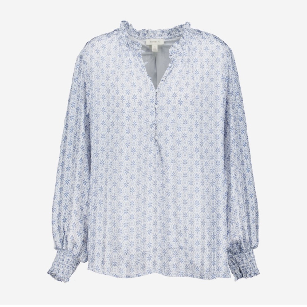 Tamara H. NWT blue and white with gold thread blouse, size 2X